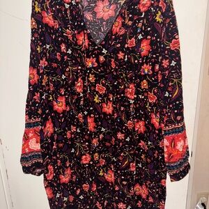Old Navy Floral Long Shirt - Black and Red